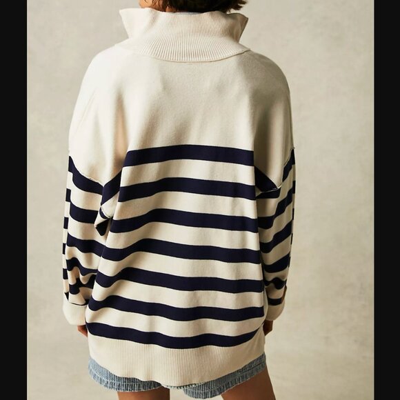 Free People Coastal Stripe Pullover Sz S - Picture 3 of 10